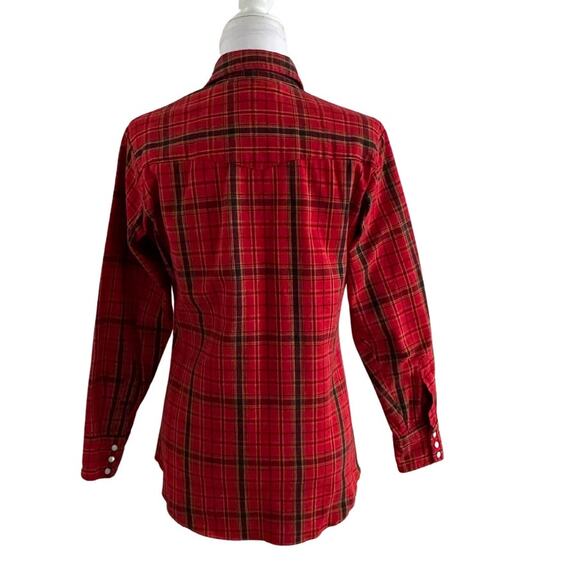 VTG Red Plaid Snap Front Western Long Sleeve Shirt I 15 - Picture 2 of 7